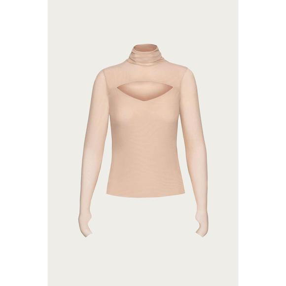 NEW AFRM dawn power mesh turtleneck top in tan - Picture 1 of 1